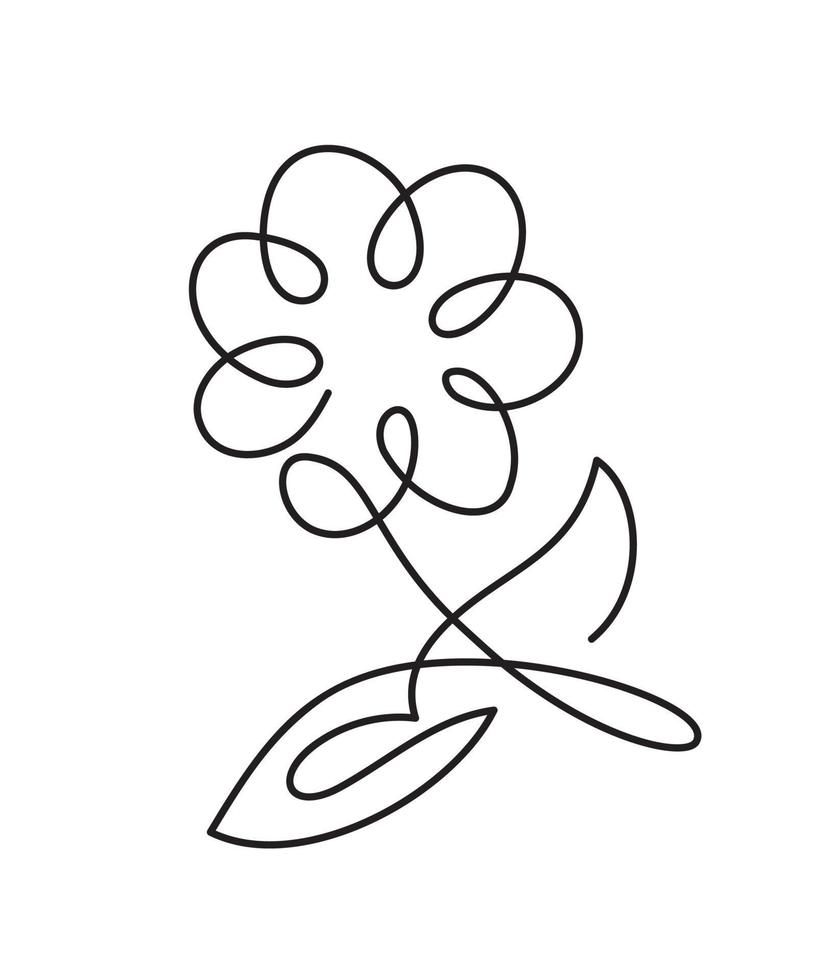 Vector Hand Drawn One Line Art Drawing of logo Flower. Minimalist Trendy Contemporary Floral Design Perfect for Wall Art Print, Social Media Poster, Invitation