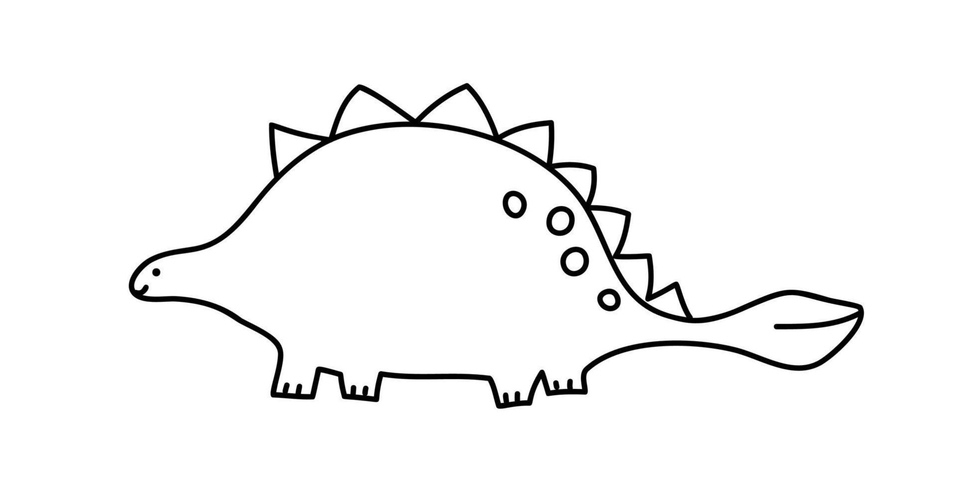 vector estilizado lindo dinosaurio monoline ankylosaurus aislado sobre fondo blanco. kids dino para niños y adultos. garabatear estilo simple. imprimir en la ilustración de stock de tela