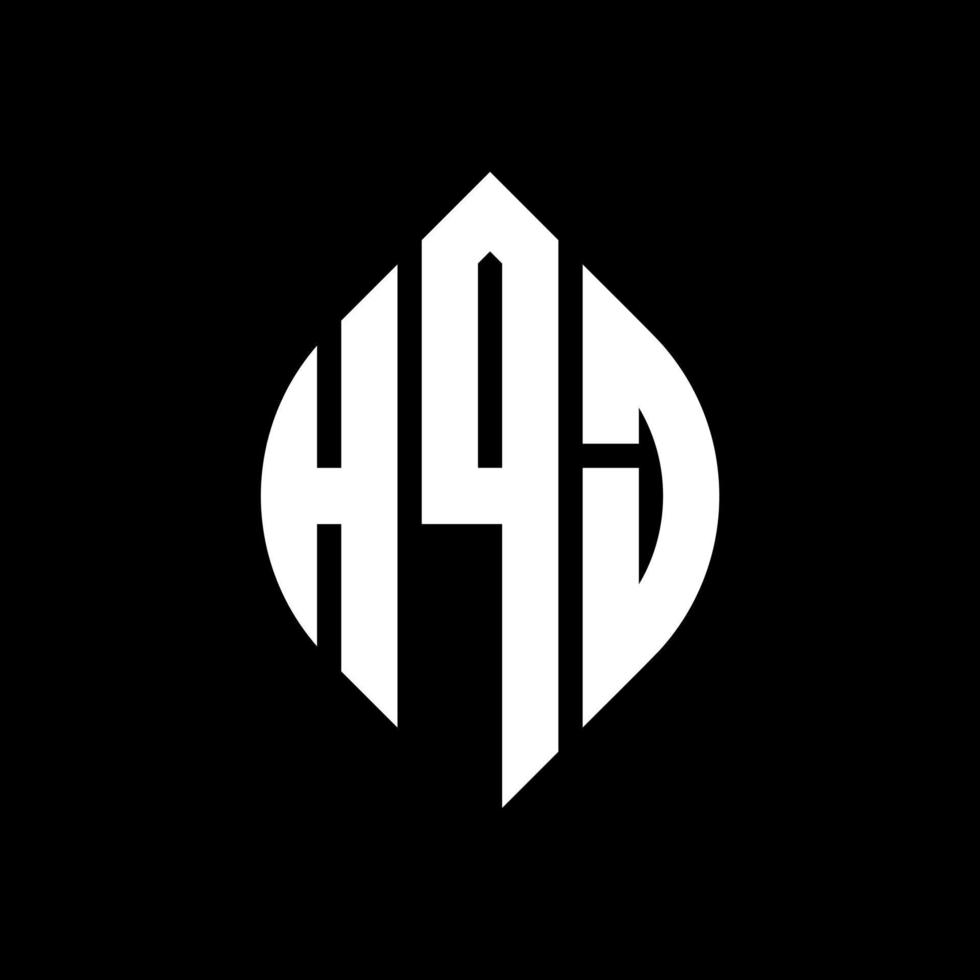 HQJ circle letter logo design with circle and ellipse shape. HQJ ellipse letters with typographic style. The three initials form a circle logo. HQJ Circle Emblem Abstract Monogram Letter Mark Vector. vector