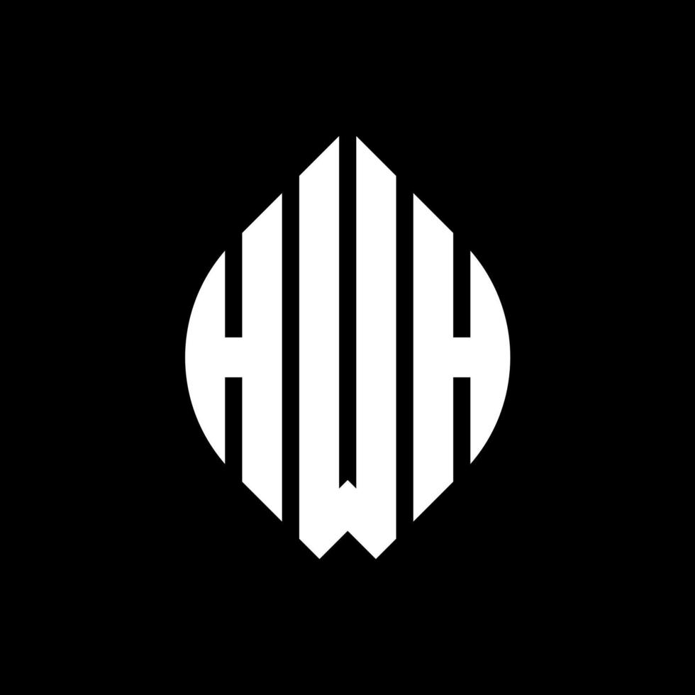 diseño de logotipo de letra de círculo hwh con forma de círculo y elipse. hwh letras elipses con estilo tipográfico. las tres iniciales forman un logo circular. hwh círculo emblema resumen monograma letra marca vector. vector