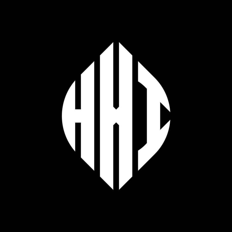 HXI circle letter logo design with circle and ellipse shape. HXI ellipse letters with typographic style. The three initials form a circle logo. HXI Circle Emblem Abstract Monogram Letter Mark Vector. vector