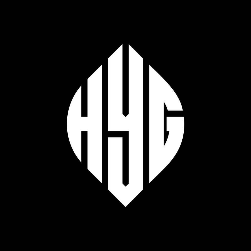 HYG circle letter logo design with circle and ellipse shape. HYG ellipse letters with typographic style. The three initials form a circle logo. HYG Circle Emblem Abstract Monogram Letter Mark Vector. vector