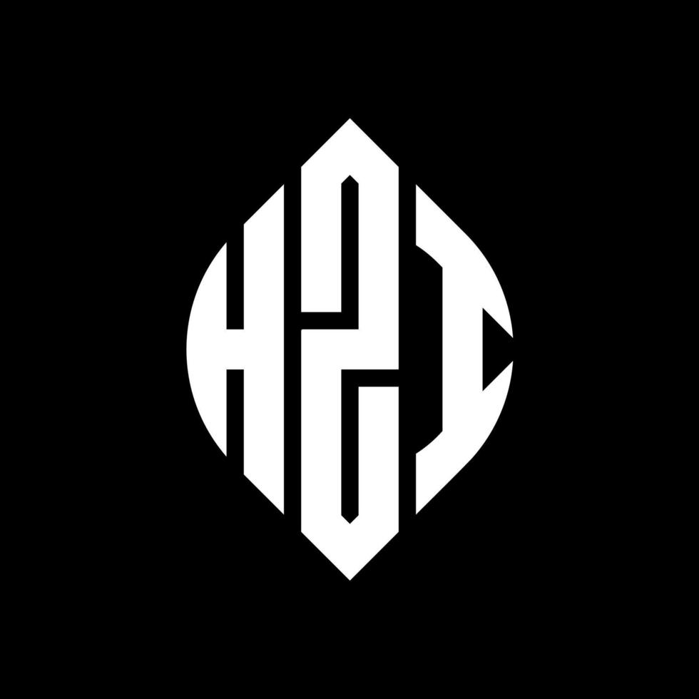 HZI circle letter logo design with circle and ellipse shape. HZI ellipse letters with typographic style. The three initials form a circle logo. HZI Circle Emblem Abstract Monogram Letter Mark Vector. vector
