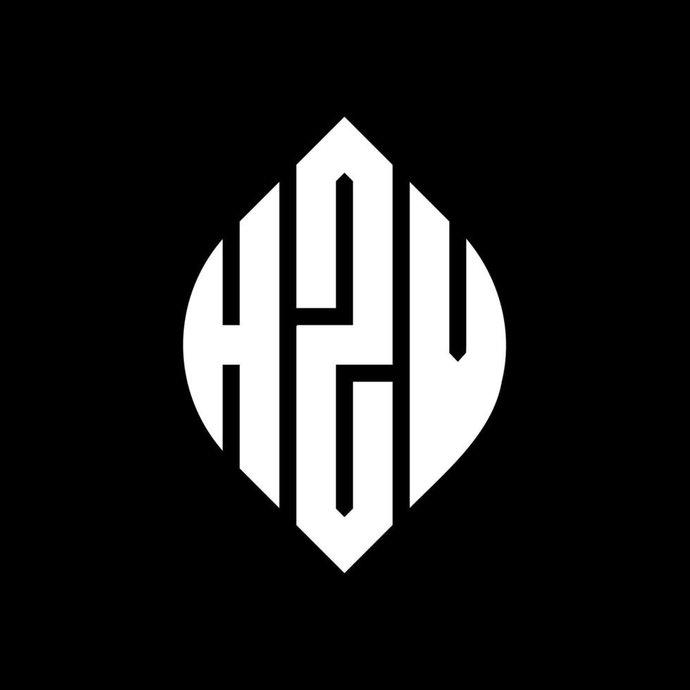HZV circle letter logo design with circle and ellipse shape. HZV ellipse letters with typographic style. The three initials form a circle logo. HZV Circle Emblem Abstract Monogram Letter Mark Vector. vector