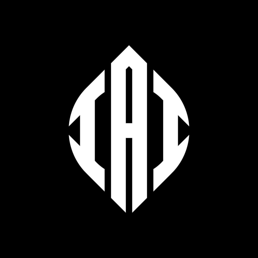 IAI circle letter logo design with circle and ellipse shape. IAI ellipse letters with typographic style. The three initials form a circle logo. IAI Circle Emblem Abstract Monogram Letter Mark Vector. vector