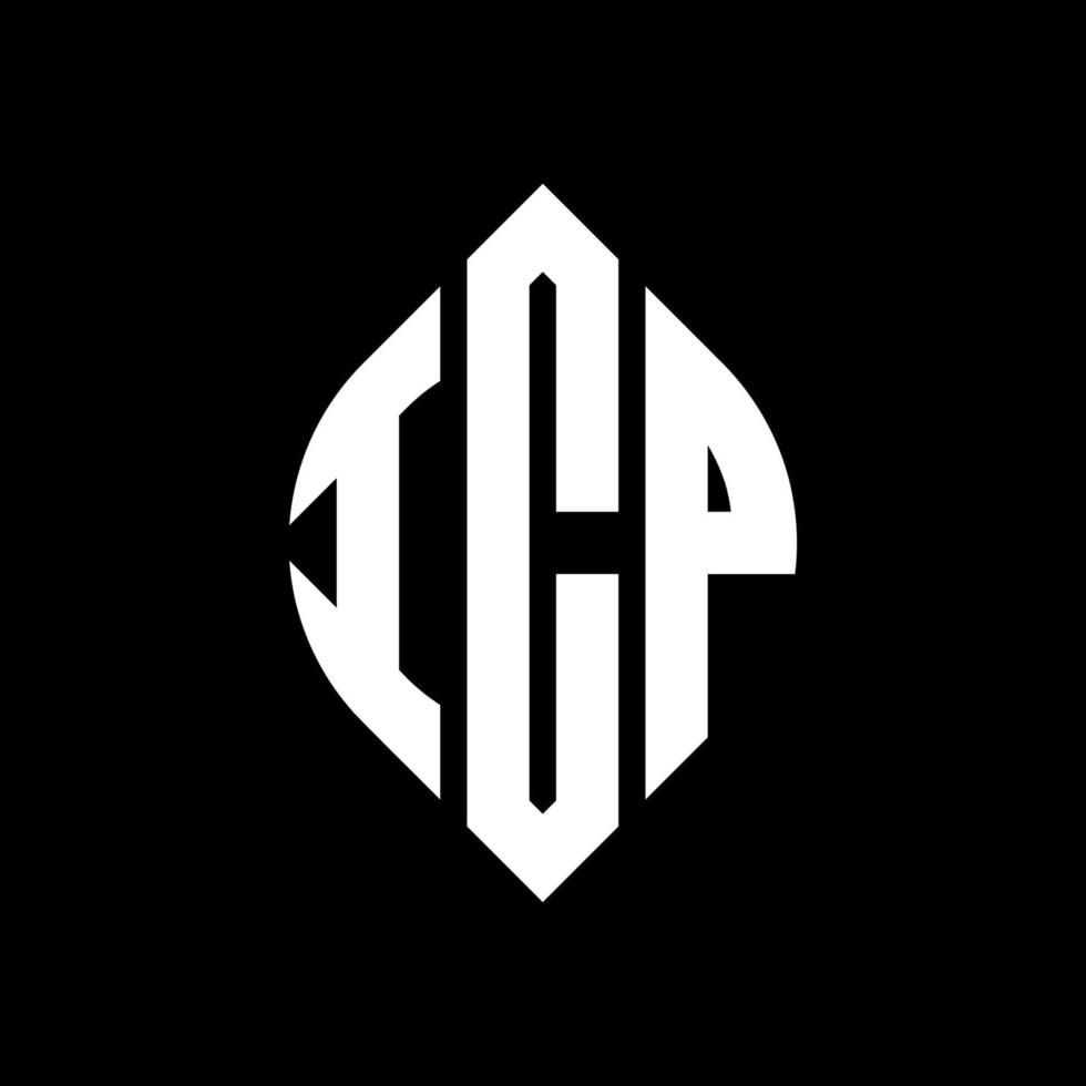 ICP circle letter logo design with circle and ellipse shape. ICP ellipse letters with typographic style. The three initials form a circle logo. ICP Circle Emblem Abstract Monogram Letter Mark Vector. vector