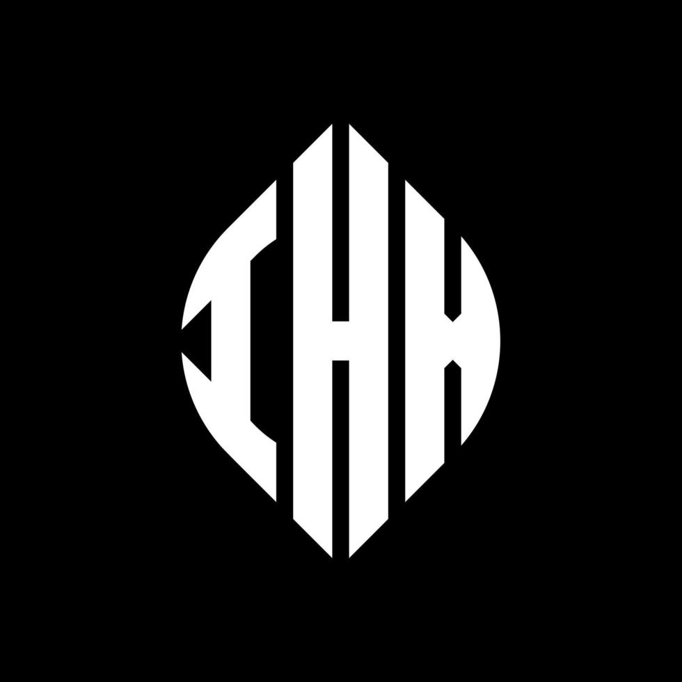 IHX circle letter logo design with circle and ellipse shape. IHX ellipse letters with typographic style. The three initials form a circle logo. IHX Circle Emblem Abstract Monogram Letter Mark Vector. vector