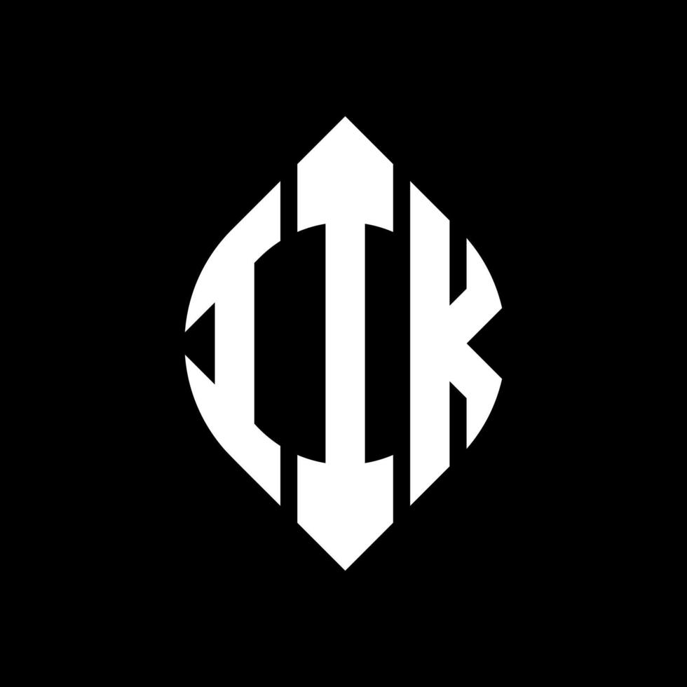 IIK circle letter logo design with circle and ellipse shape. IIK ellipse letters with typographic style. The three initials form a circle logo. IIK Circle Emblem Abstract Monogram Letter Mark Vector. vector