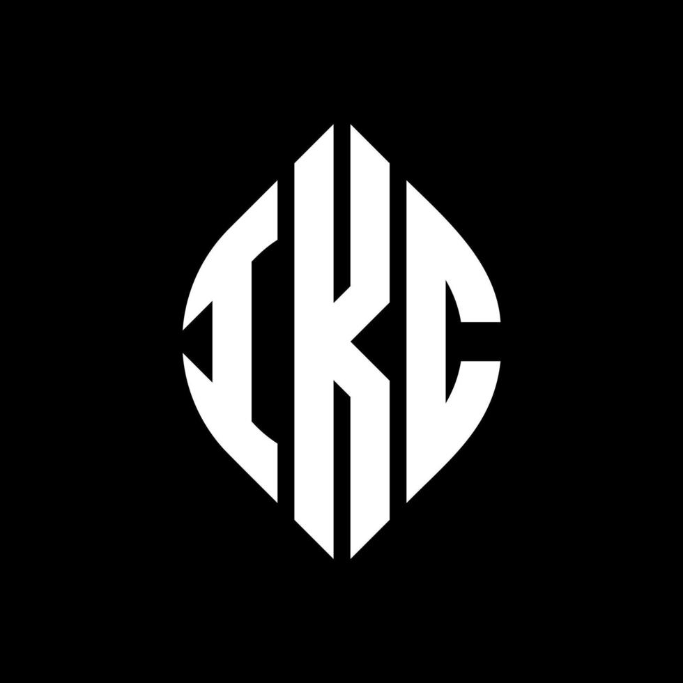 IKC circle letter logo design with circle and ellipse shape. IKC ellipse letters with typographic style. The three initials form a circle logo. IKC Circle Emblem Abstract Monogram Letter Mark Vector. vector