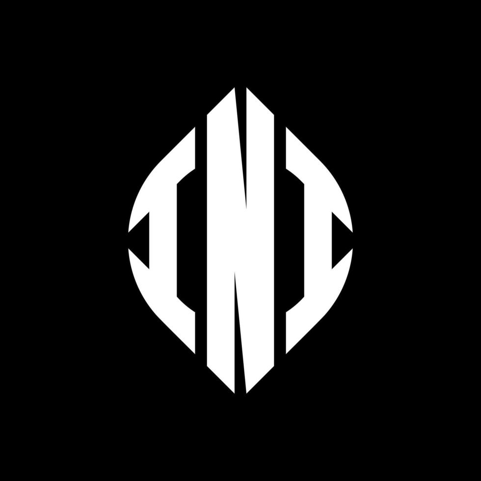 INI circle letter logo design with circle and ellipse shape. INI ellipse letters with typographic style. The three initials form a circle logo. INI Circle Emblem Abstract Monogram Letter Mark Vector. vector