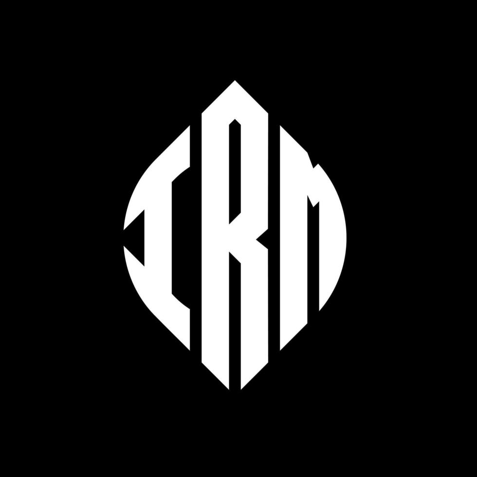 IRM circle letter logo design with circle and ellipse shape. IRM ellipse letters with typographic style. The three initials form a circle logo. IRM Circle Emblem Abstract Monogram Letter Mark Vector. vector