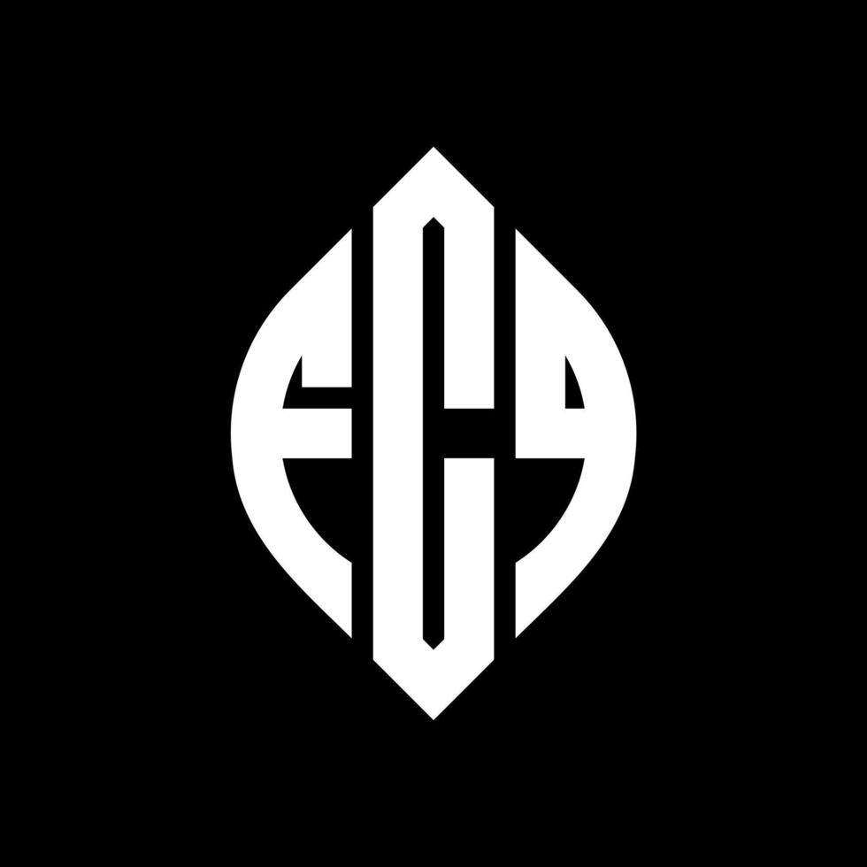 diseño de logotipo de letra de círculo fcq con forma de círculo y elipse. fcq letras elipses con estilo tipográfico. las tres iniciales forman un logo circular. vector de marca de letra de monograma abstracto del emblema del círculo fcq.
