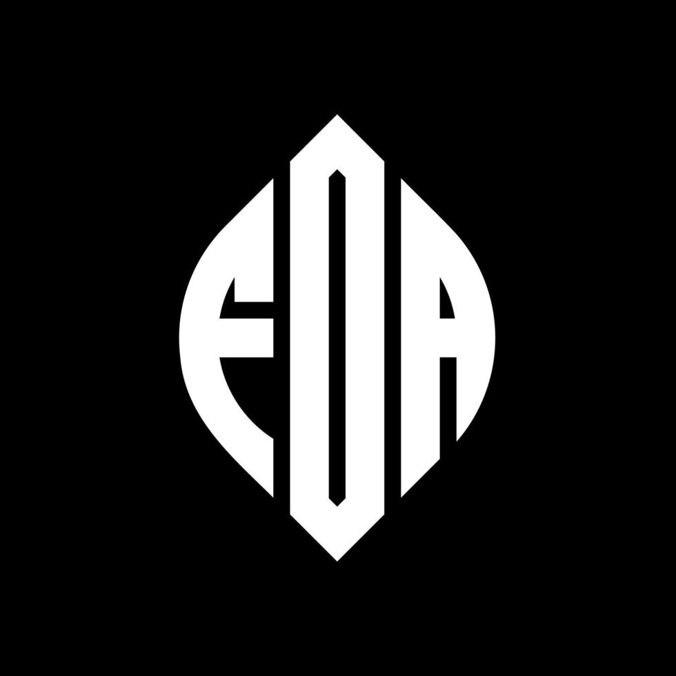 FDA circle letter logo design with circle and ellipse shape. FDA ellipse letters with typographic style. The three initials form a circle logo. FDA Circle Emblem Abstract Monogram Letter Mark Vector. vector