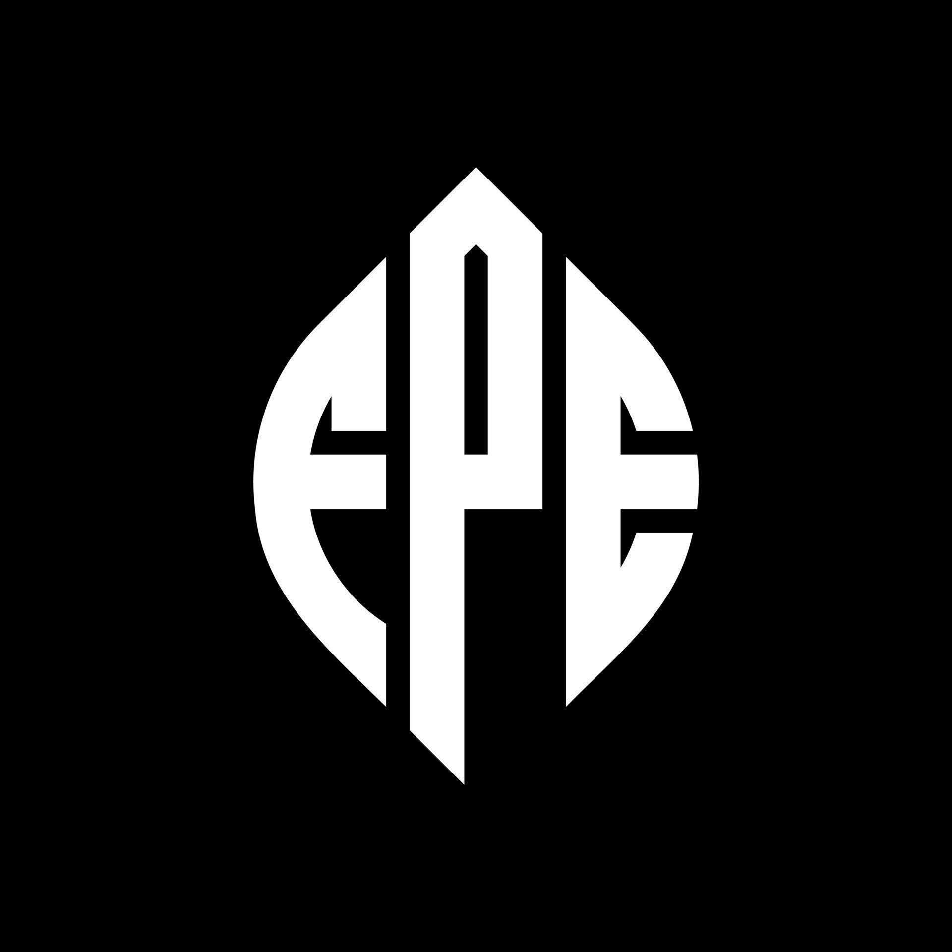 FPE circle letter logo design with circle and ellipse shape. FPE