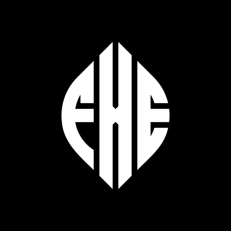 FXE circle letter logo design with circle and ellipse shape. FXE ellipse letters with typographic style. The three initials form a circle logo. FXE Circle Emblem Abstract Monogram Letter Mark Vector. vector