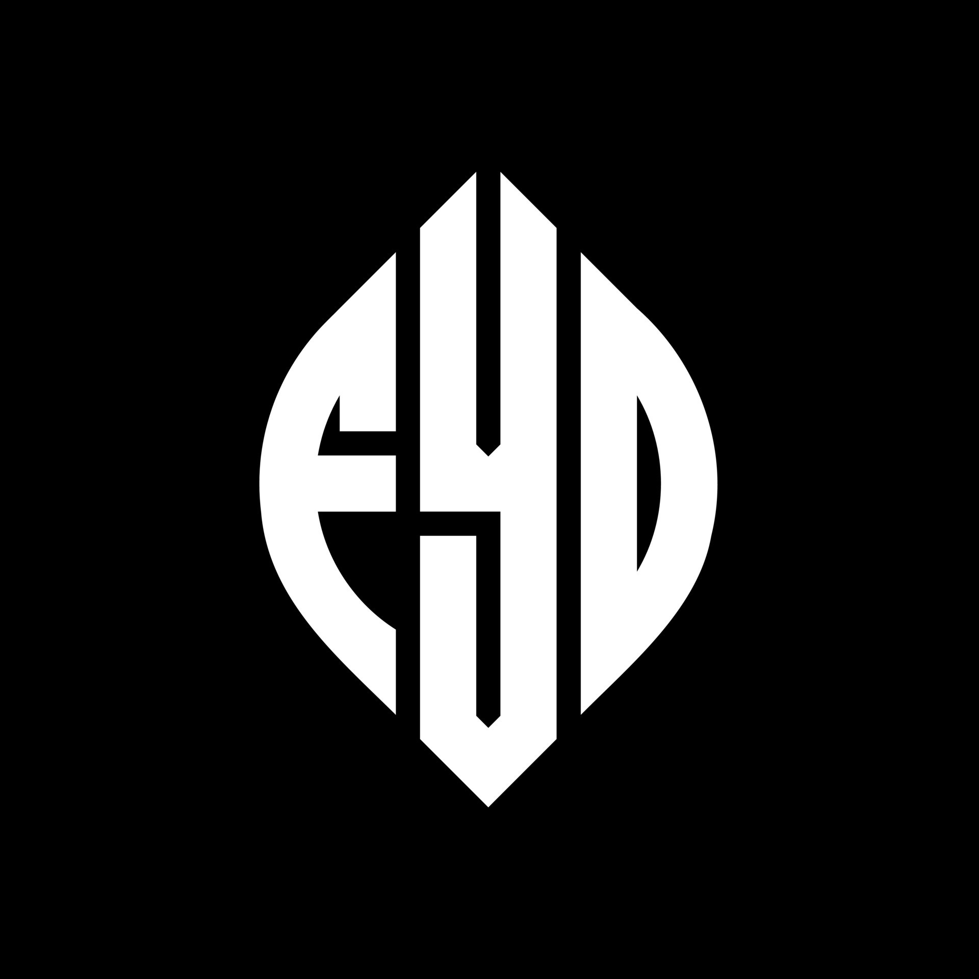 FYD circle letter logo design with circle and ellipse shape. FYD