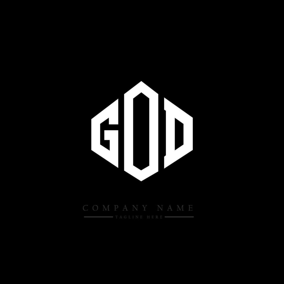 GOD letter logo design with polygon shape. GOD polygon and cube shape logo design. GOD hexagon vector logo template white and black colors. GOD monogram, business and real estate logo.