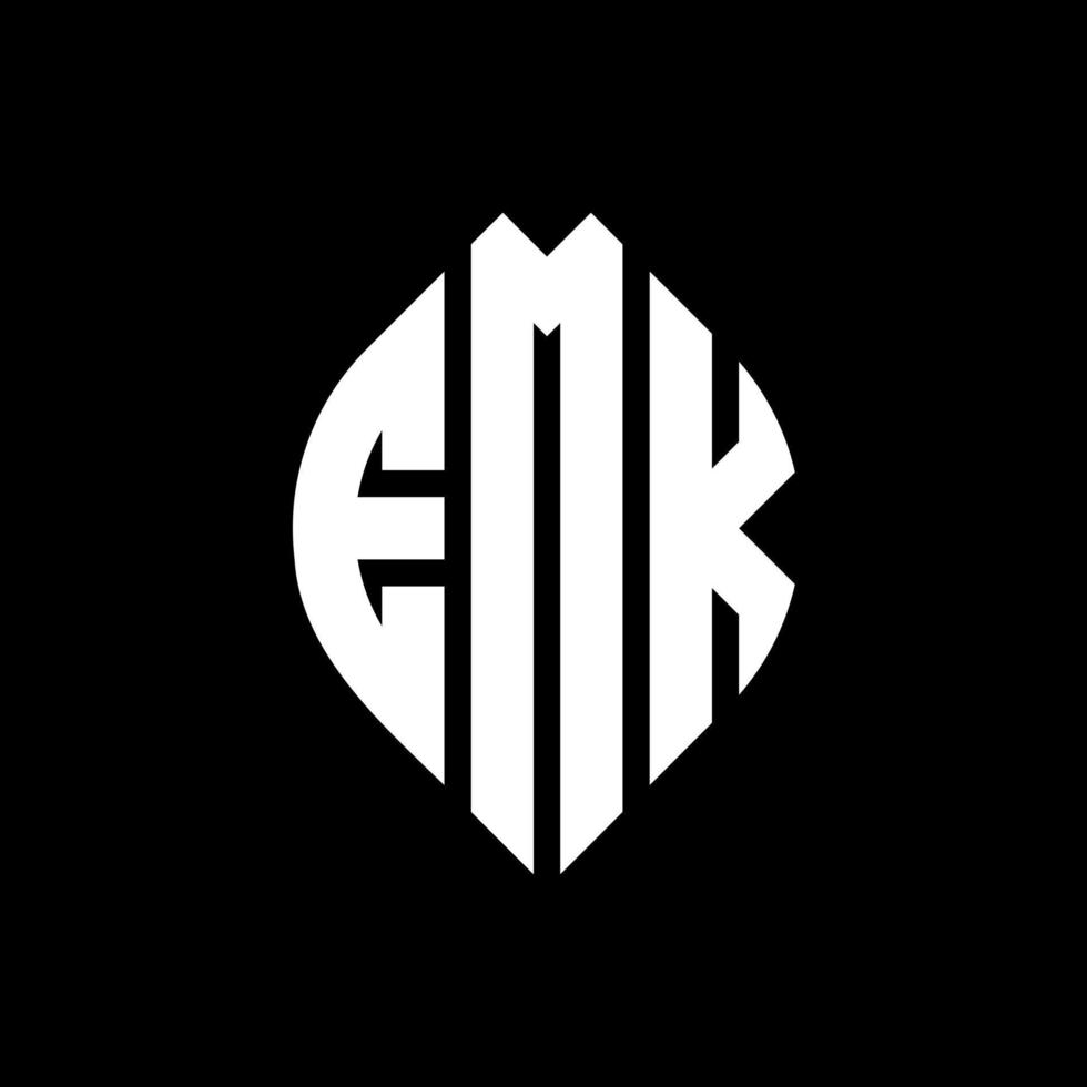 EMK circle letter logo design with circle and ellipse shape. EMK ellipse letters with typographic style. The three initials form a circle logo. EMK Circle Emblem Abstract Monogram Letter Mark Vector. vector