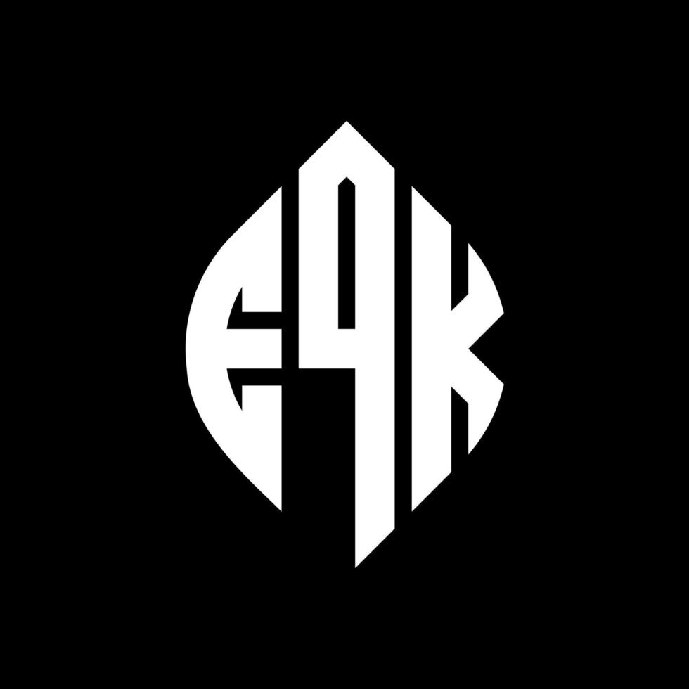 diseño de logotipo de letra de círculo eqk con forma de círculo y elipse. letras elípticas eqk con estilo tipográfico. las tres iniciales forman un logo circular. vector de marca de letra de monograma abstracto del emblema del círculo eqk.