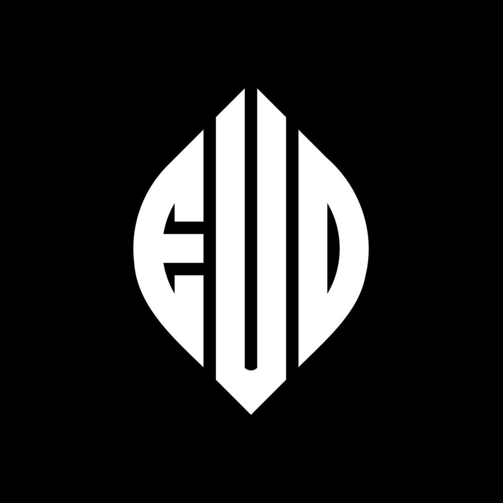 EUD circle letter logo design with circle and ellipse shape. EUD ellipse letters with typographic style. The three initials form a circle logo. EUD Circle Emblem Abstract Monogram Letter Mark Vector. vector