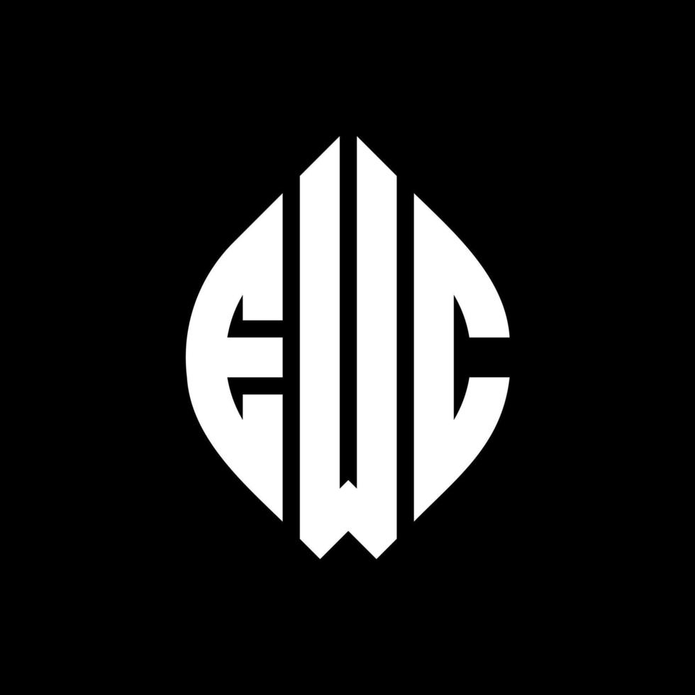 EWC circle letter logo design with circle and ellipse shape. EWC ellipse letters with typographic style. The three initials form a circle logo. EWC Circle Emblem Abstract Monogram Letter Mark Vector. vector