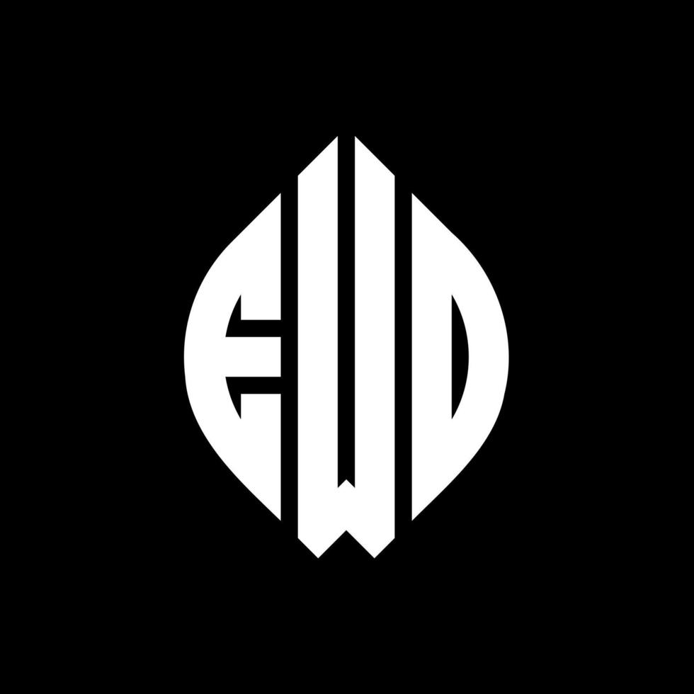 EWO circle letter logo design with circle and ellipse shape. EWO ellipse letters with typographic style. The three initials form a circle logo. EWO Circle Emblem Abstract Monogram Letter Mark Vector. vector