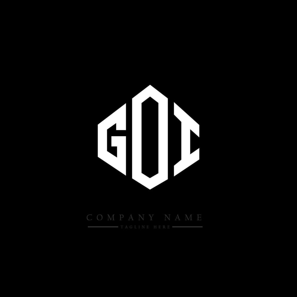 GOI letter logo design with polygon shape. GOI polygon and cube shape logo design. GOI hexagon vector logo template white and black colors. GOI monogram, business and real estate logo.