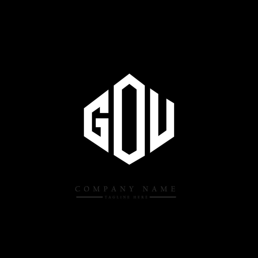 GOU letter logo design with polygon shape. GOU polygon and cube shape logo design. GOU hexagon vector logo template white and black colors. GOU monogram, business and real estate logo.