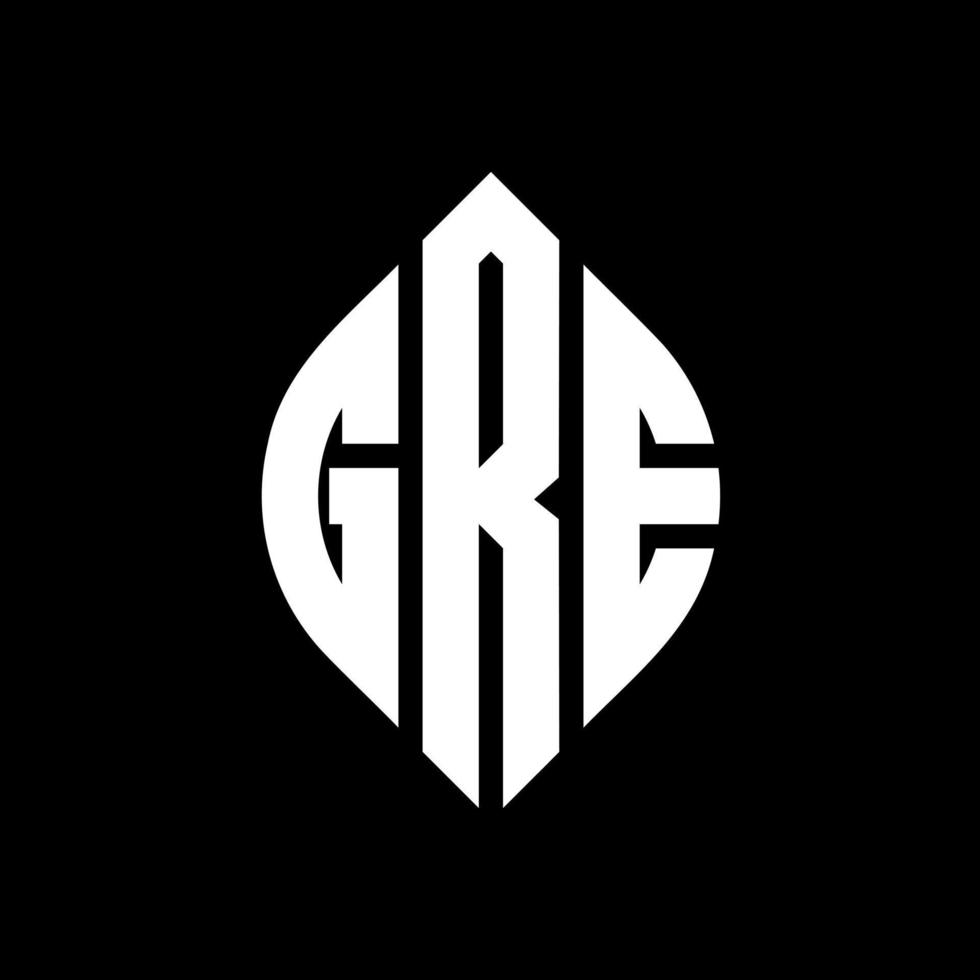 GRE circle letter logo design with circle and ellipse shape. GRE ellipse letters with typographic style. The three initials form a circle logo. GRE Circle Emblem Abstract Monogram Letter Mark Vector. vector