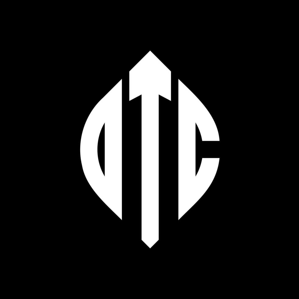 DTC circle letter logo design with circle and ellipse shape. DTC ellipse letters with typographic style. The three initials form a circle logo. DTC Circle Emblem Abstract Monogram Letter Mark Vector. vector