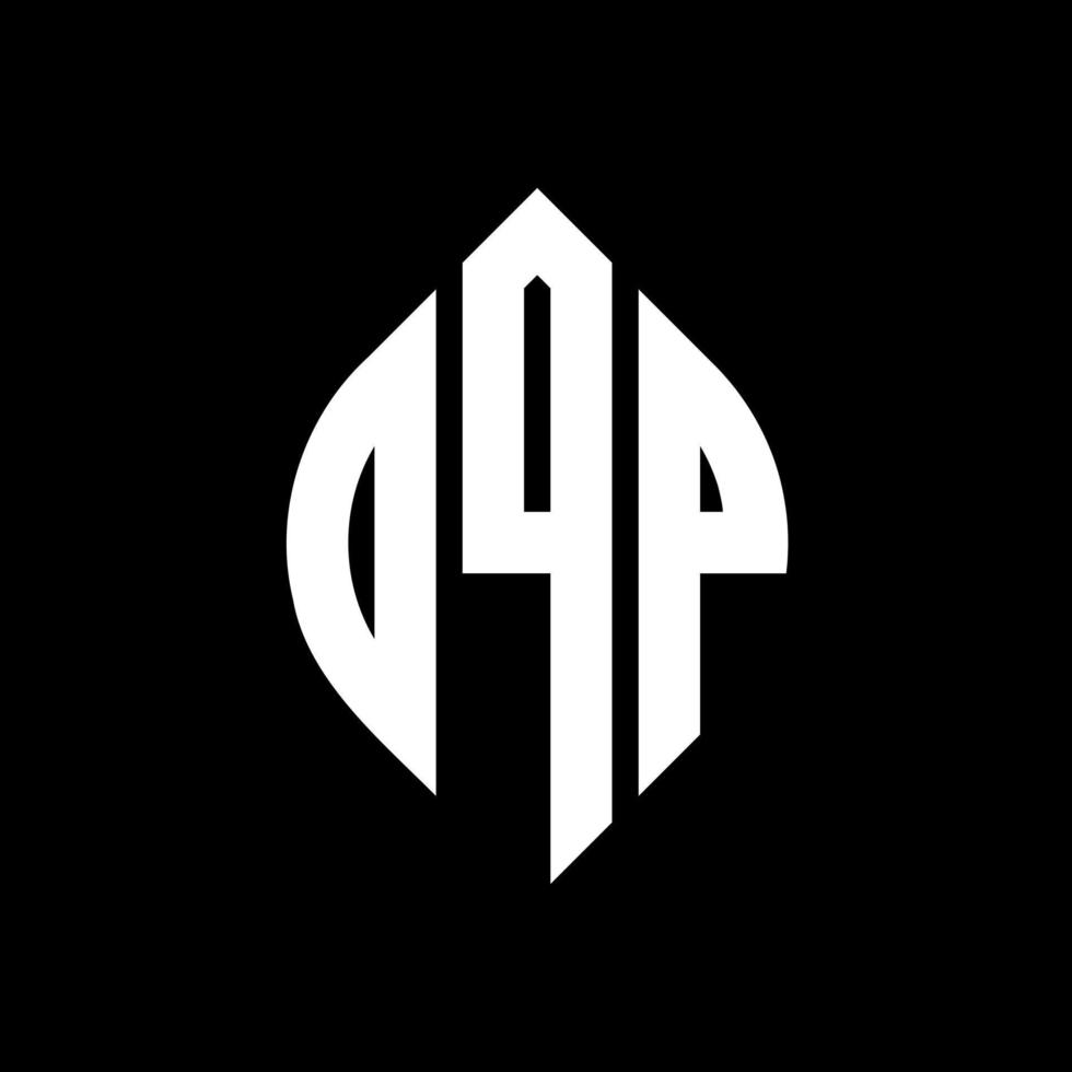 DQP circle letter logo design with circle and ellipse shape. DQP ellipse letters with typographic style. The three initials form a circle logo. DQP Circle Emblem Abstract Monogram Letter Mark Vector. vector