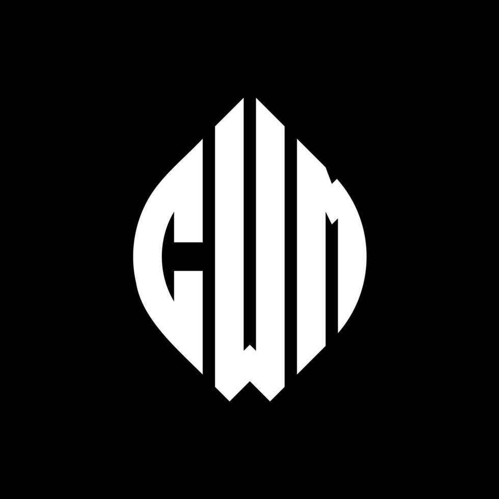CWM circle letter logo design with circle and ellipse shape. CWM ellipse letters with typographic style. The three initials form a circle logo. CWM Circle Emblem Abstract Monogram Letter Mark Vector. vector