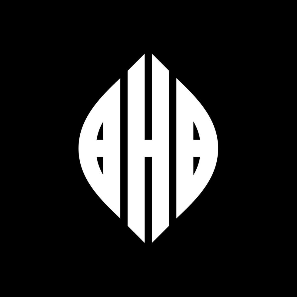 BHB circle letter logo design with circle and ellipse shape. BHB ellipse letters with typographic style. The three initials form a circle logo. BHB Circle Emblem Abstract Monogram Letter Mark Vector. vector