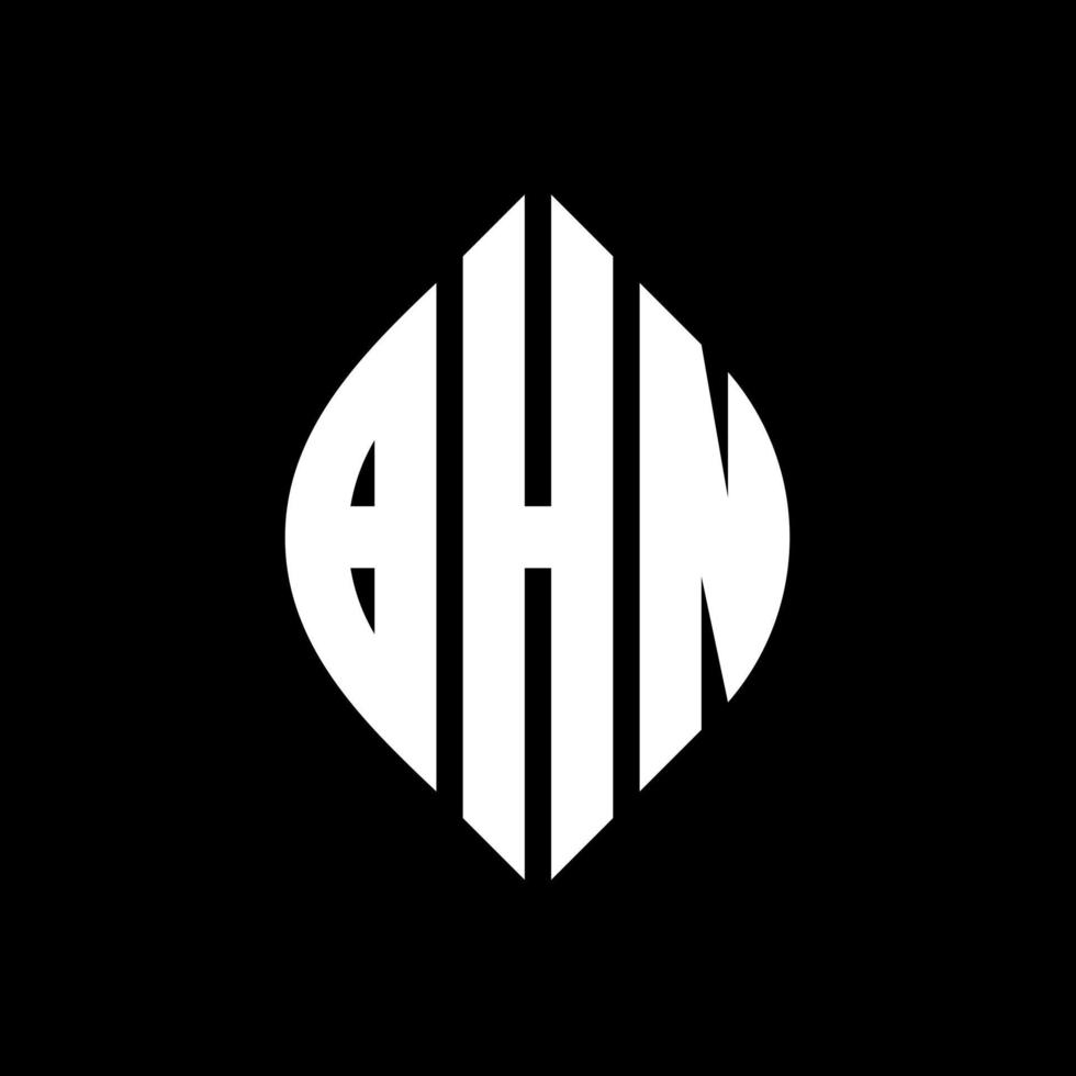 diseño de logotipo de letra de círculo bhn con forma de círculo y elipse. bhn letras elipses con estilo tipográfico. las tres iniciales forman un logo circular. vector de marca de letra de monograma abstracto del emblema del círculo bhn.