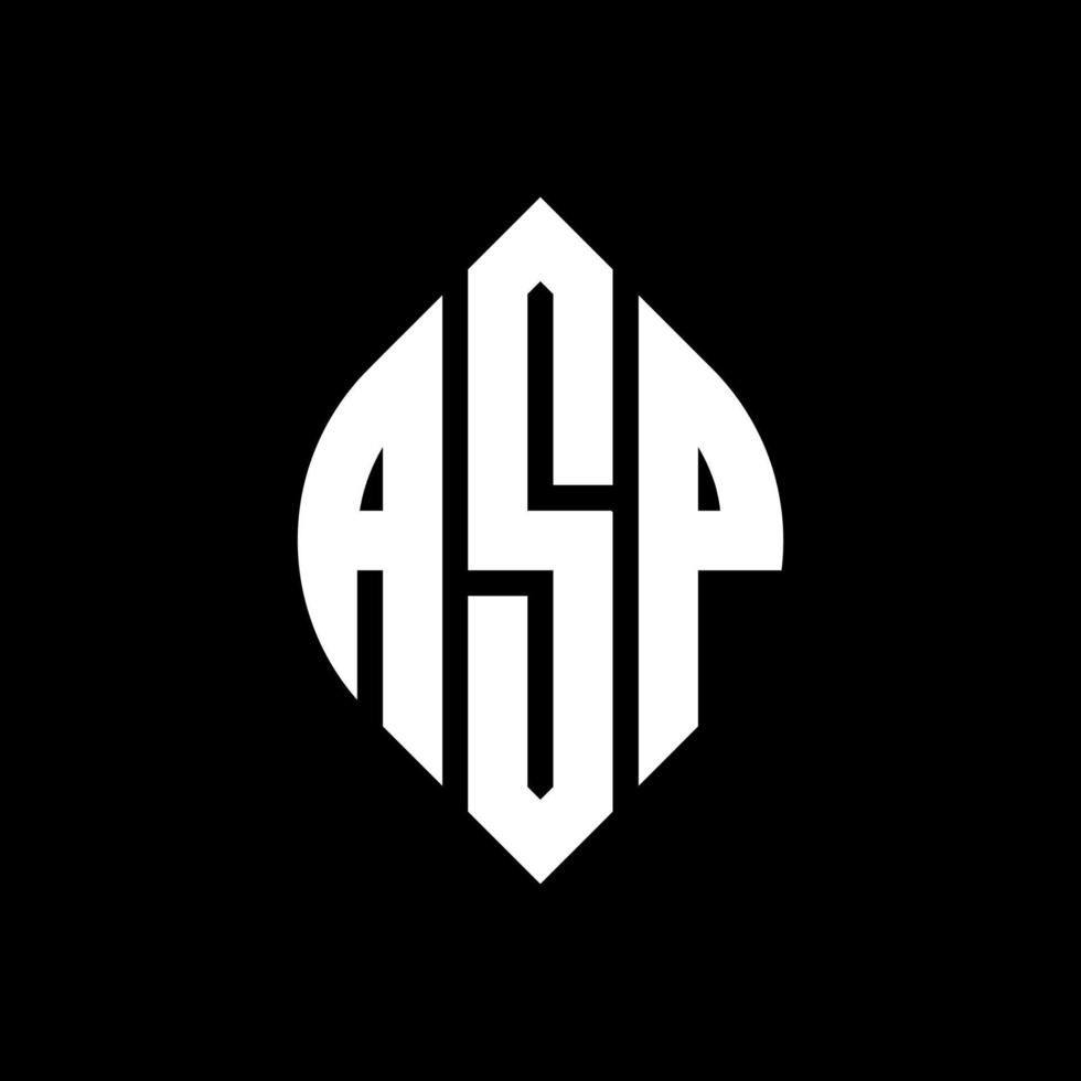ASP circle letter logo design with circle and ellipse shape. ASP ellipse letters with typographic style. The three initials form a circle logo. ASP Circle Emblem Abstract Monogram Letter Mark Vector. vector