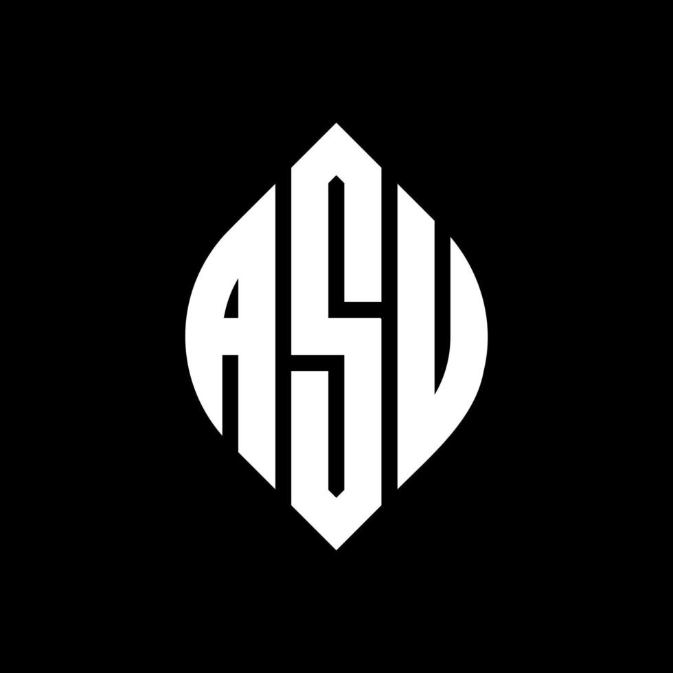 ASU circle letter logo design with circle and ellipse shape. ASU ellipse letters with typographic style. The three initials form a circle logo. ASU Circle Emblem Abstract Monogram Letter Mark Vector. vector