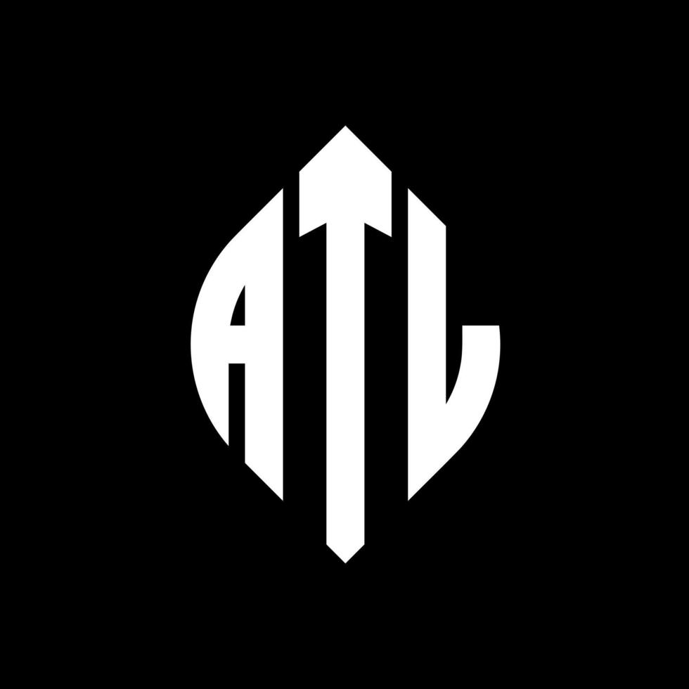 diseño de logotipo de letra de círculo atl con forma de círculo y elipse. letras de elipse atl con estilo tipográfico. las tres iniciales forman un logo circular. vector de marca de letra de monograma abstracto del emblema del círculo atl.