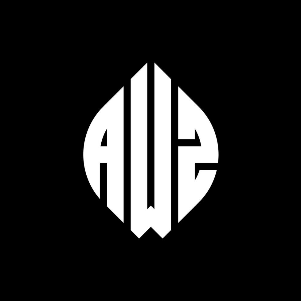 AWZ circle letter logo design with circle and ellipse shape. AWZ ellipse letters with typographic style. The three initials form a circle logo. AWZ Circle Emblem Abstract Monogram Letter Mark Vector. vector