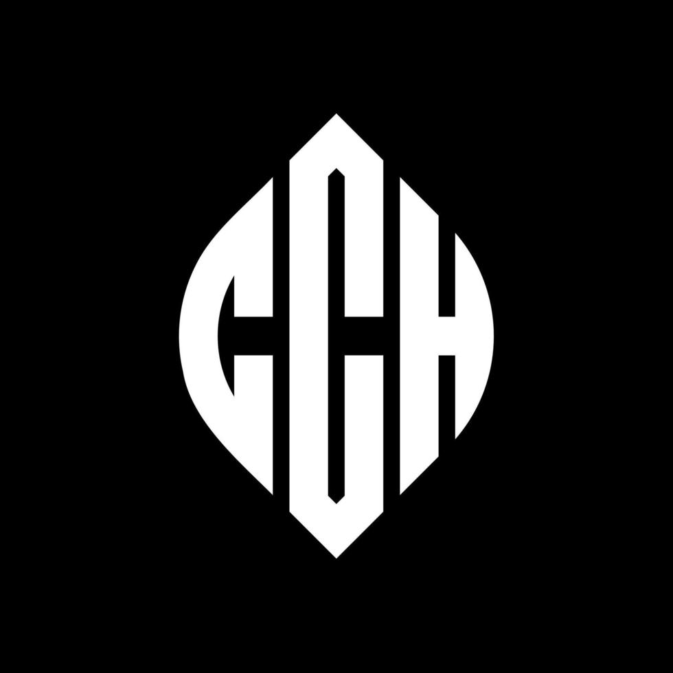 CCH circle letter logo design with circle and ellipse shape. CCH ellipse letters with typographic style. The three initials form a circle logo. CCH Circle Emblem Abstract Monogram Letter Mark Vector. vector