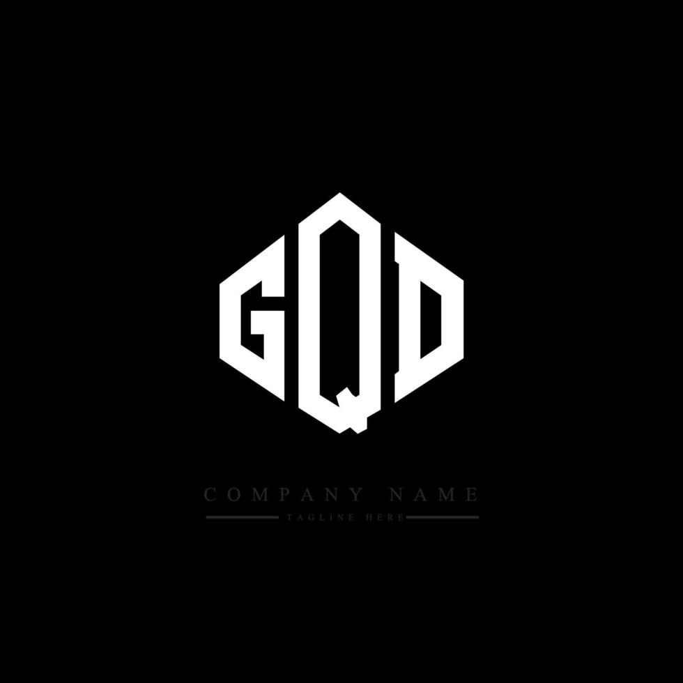 GQD letter logo design with polygon shape. GQD polygon and cube shape logo design. GQD hexagon vector logo template white and black colors. GQD monogram, business and real estate logo.