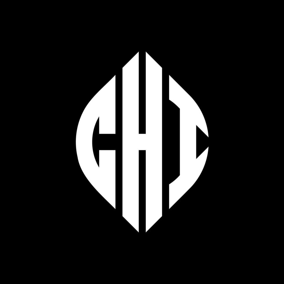 CHI circle letter logo design with circle and ellipse shape. CHI ellipse letters with typographic style. The three initials form a circle logo. CHI Circle Emblem Abstract Monogram Letter Mark Vector. vector