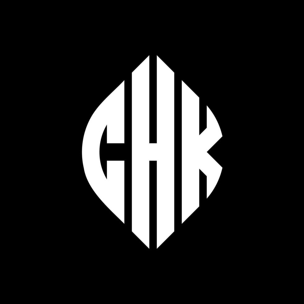 CHK circle letter logo design with circle and ellipse shape. CHK ellipse letters with typographic style. The three initials form a circle logo. CHK Circle Emblem Abstract Monogram Letter Mark Vector. vector