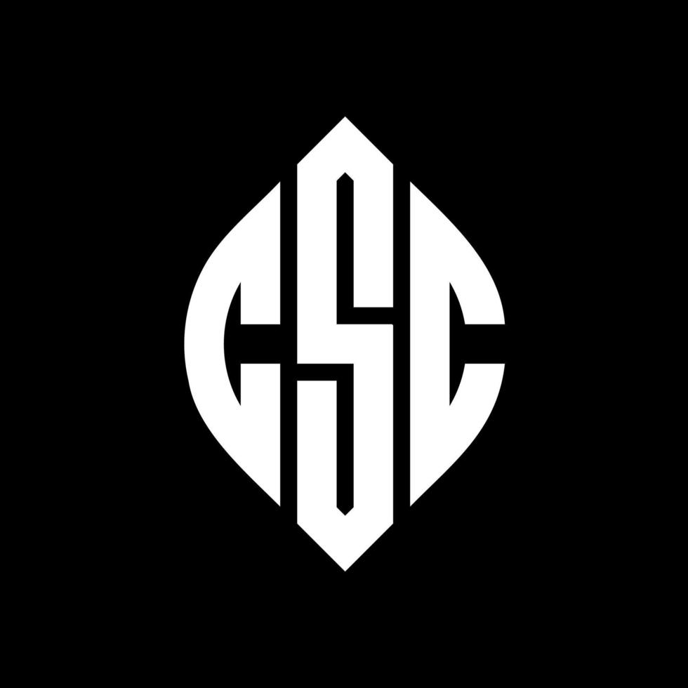 CSC circle letter logo design with circle and ellipse shape. CSC ellipse letters with typographic style. The three initials form a circle logo. CSC Circle Emblem Abstract Monogram Letter Mark Vector. vector