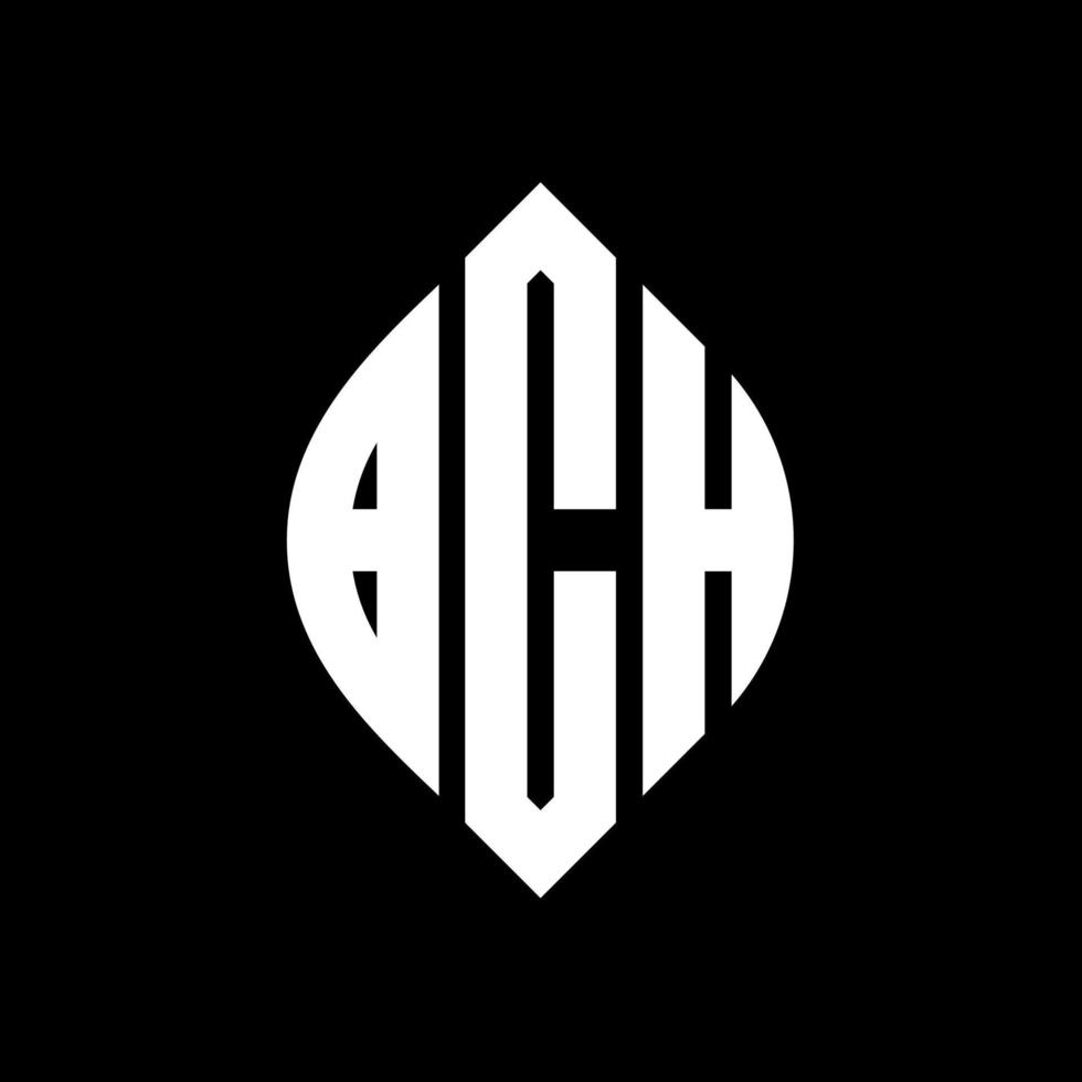 diseño de logotipo de letra circular bch con forma de círculo y elipse. bch letras elipses con estilo tipográfico. las tres iniciales forman un logo circular. vector de marca de letra de monograma abstracto del emblema del círculo bch.