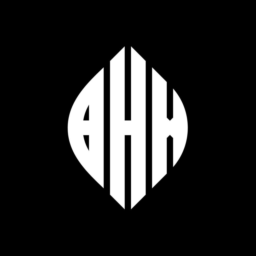 BHX circle letter logo design with circle and ellipse shape. BHX ellipse letters with typographic style. The three initials form a circle logo. BHX Circle Emblem Abstract Monogram Letter Mark Vector. vector