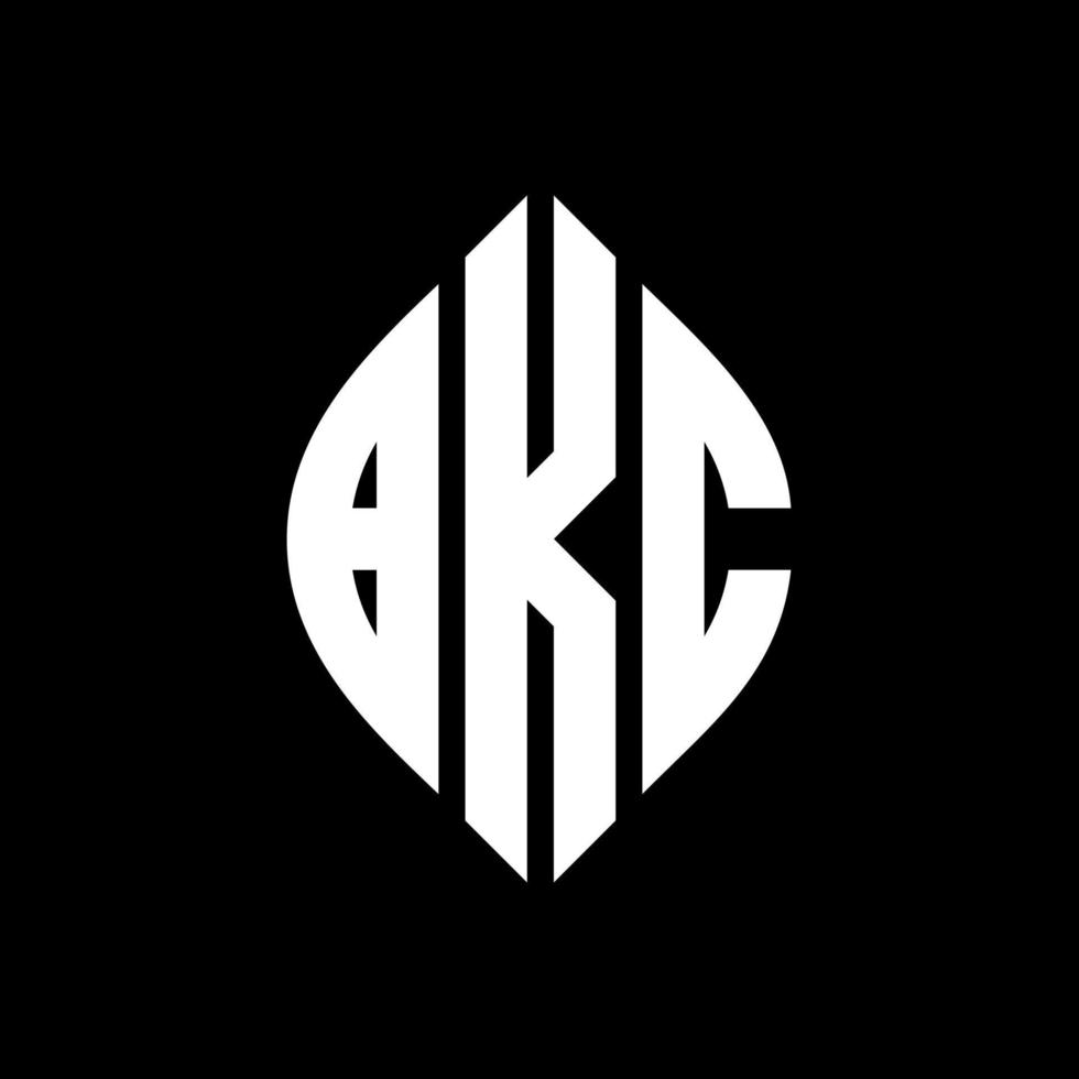 BKC circle letter logo design with circle and ellipse shape. BKC ellipse letters with typographic style. The three initials form a circle logo. BKC Circle Emblem Abstract Monogram Letter Mark Vector. vector