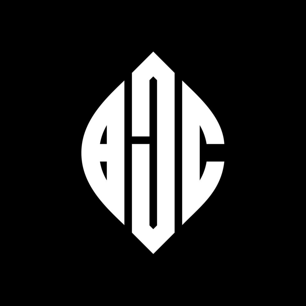 BJC circle letter logo design with circle and ellipse shape. BJC ellipse letters with typographic style. The three initials form a circle logo. BJC Circle Emblem Abstract Monogram Letter Mark Vector. vector