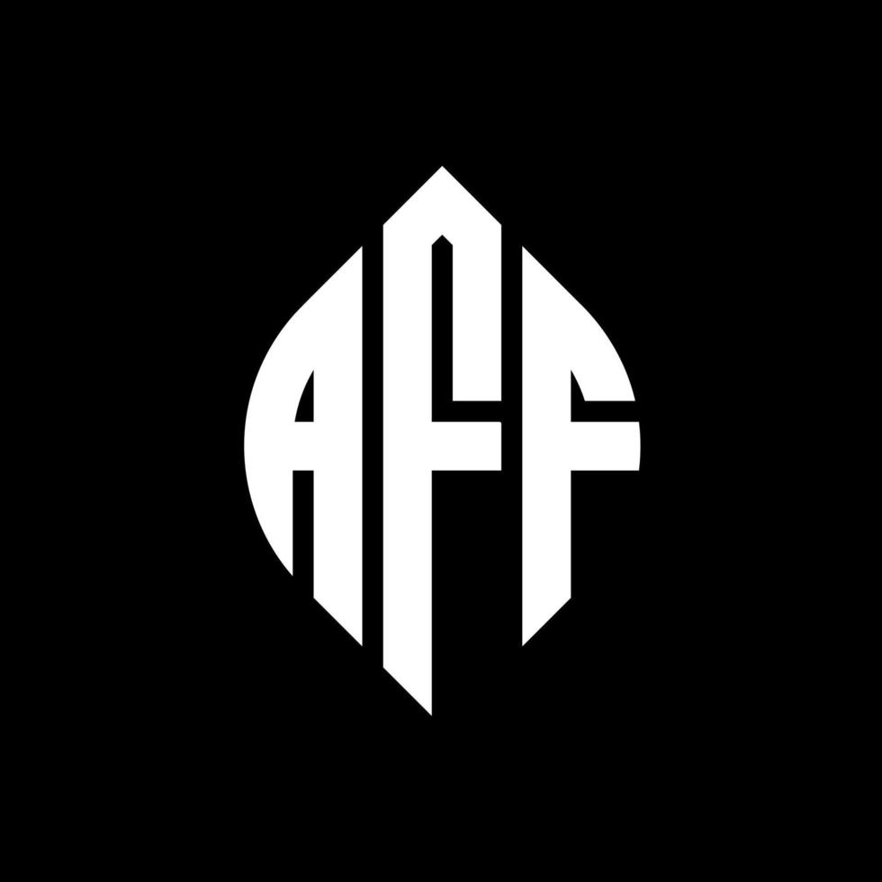 diseño de logotipo de letra de círculo aff con forma de círculo y elipse. aff letras elipses con estilo tipográfico. las tres iniciales forman un logo circular. vector de marca de letra de monograma abstracto del emblema del círculo aff.