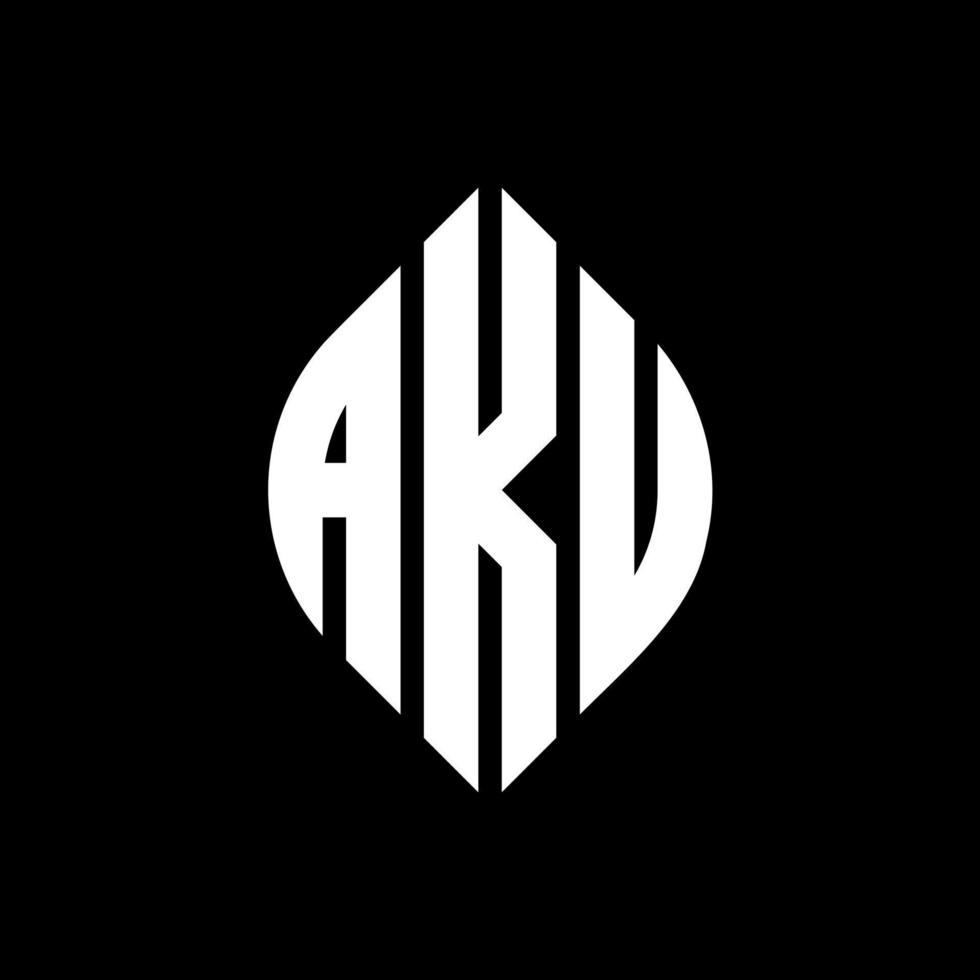 AKU circle letter logo design with circle and ellipse shape. AKU ellipse letters with typographic style. The three initials form a circle logo. AKU Circle Emblem Abstract Monogram Letter Mark Vector. vector
