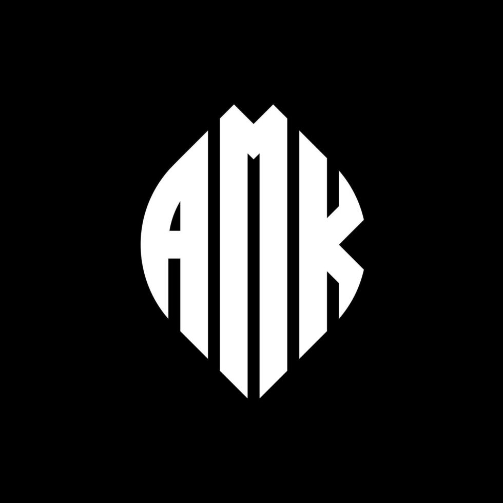 diseño de logotipo de letra de círculo amk con forma de círculo y elipse. amk elipse letras con estilo tipográfico. las tres iniciales forman un logo circular. vector de marca de letra de monograma abstracto del emblema del círculo amk.